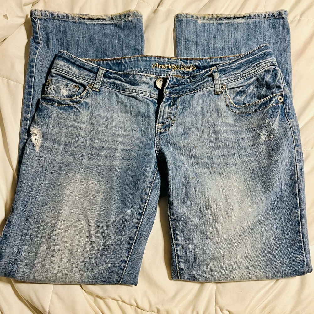 Blue Distressed Women Jeans Size 10 American Eagle